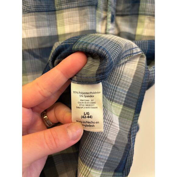 Swisstech Men’s Short Sleeve Plaid Button-Up Shirt- size large - Picture 6 of 11